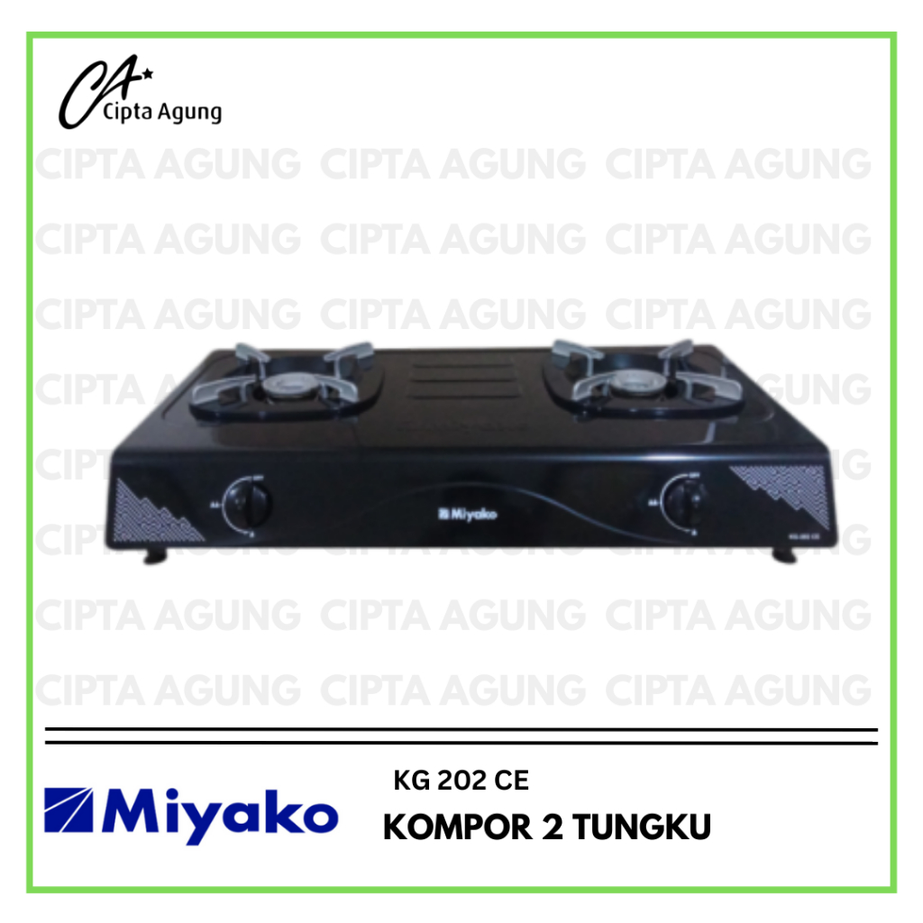 MIYAKO KOMPOR GAS 2 TUNGKU KG-202CE / KG 202 CE STAINLESS STEEL
