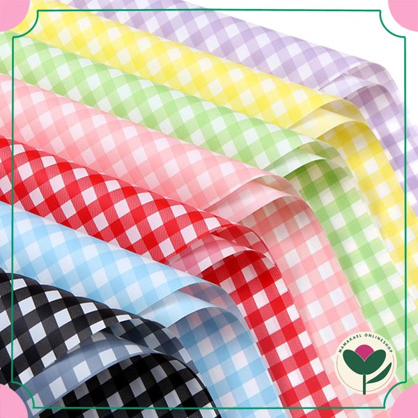 

Korean plaid cellophane flower wrapping paper kertas buket bunga motif kotak gingham MK1684