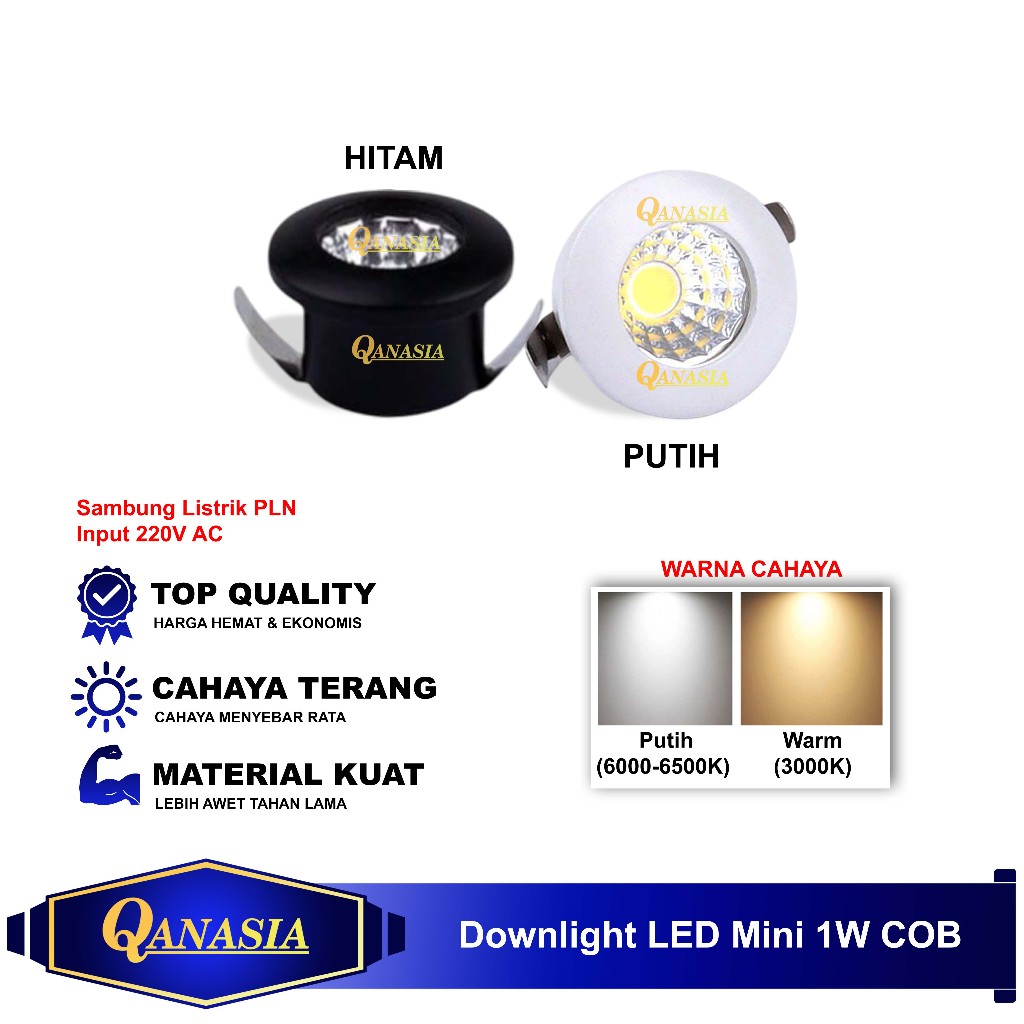 Lampu Downlight LED Mini 1W COB Spotlight Plafon Ceiling Hias Lemari Dinding