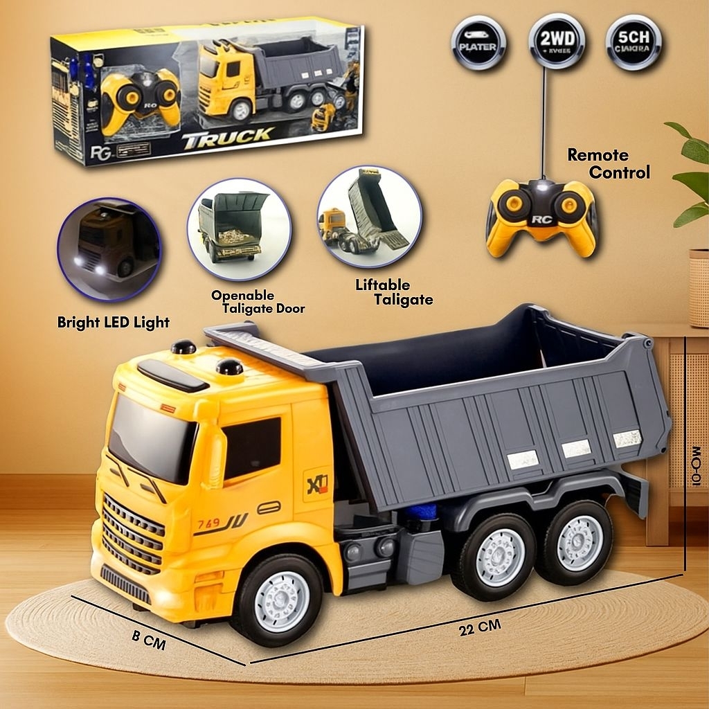GBU0049 RC Dump Truck Truk Pasir Mainan Anak Mobil Mobilan Remote Control Radio Control Remot Kontro