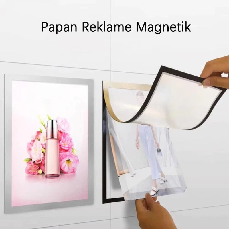

A3 A4 Matte Silver PVC Tempat Poster / Wall Stiker / Tempat Brosur Akrilik / Magnetic Display Sticker / Sign Holder Frosted Magnetic File