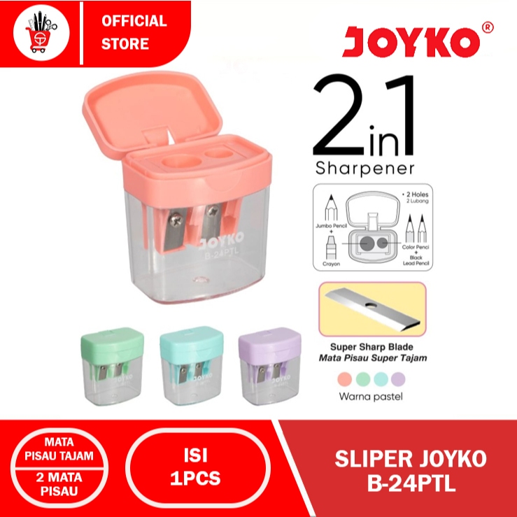 

Rautan Pensil | Serutan Pensil Joyko B-24 Warna Pastel | Pencil Sharpener 2 Lubang (1PCS)