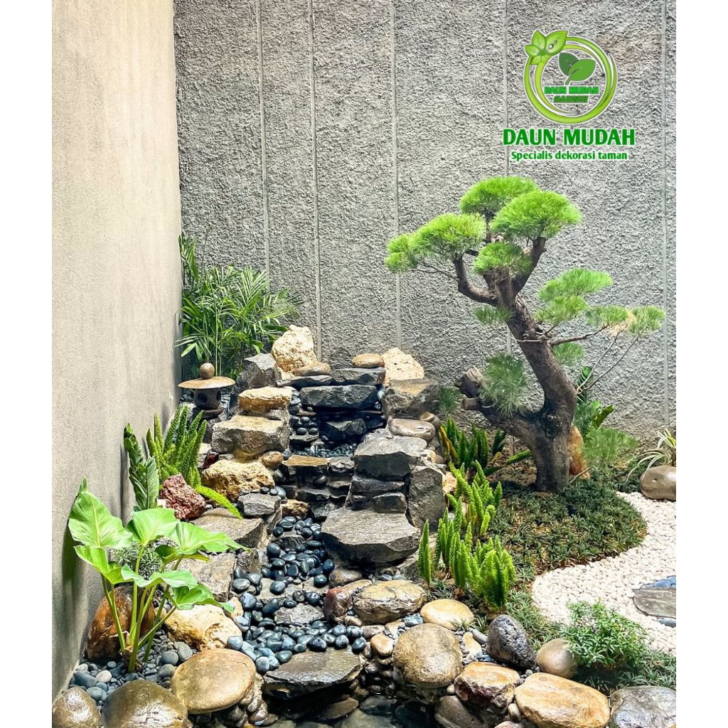 taman tropis / kolam batu alam