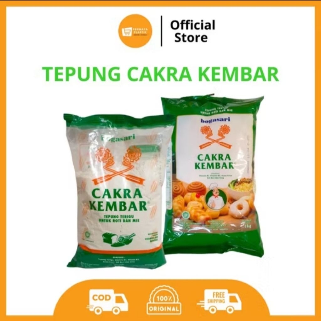

Tepung Terigu Kemasan Cakra Kembar Protein Tinggi 1kg