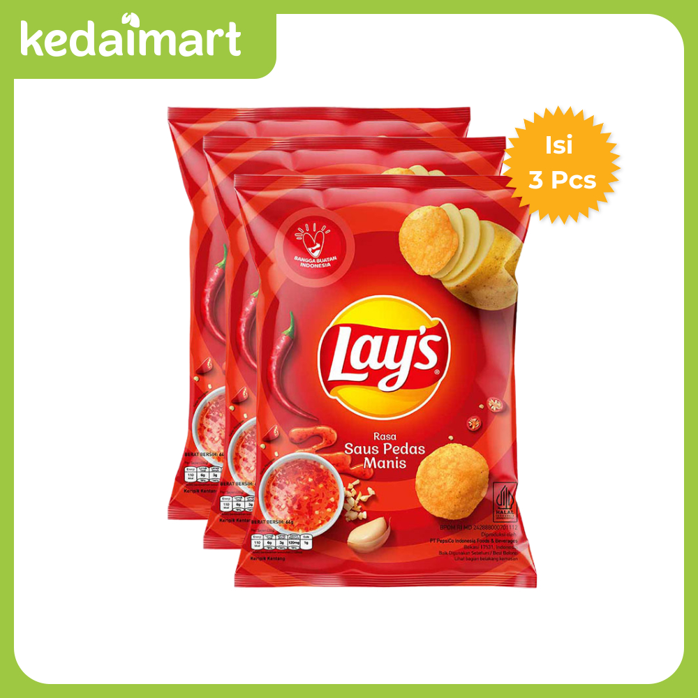 

Lays Keripik Kentang Rasa Saus Pedas Manis 64 Gram X 3 Pcs