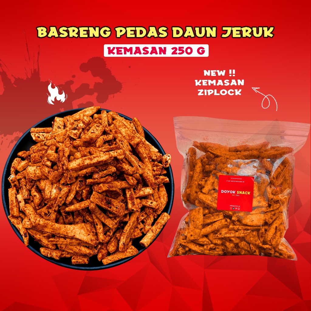 

250 gr Basreng Stik Pedas Extra Daun Jeruk Doyok Snack