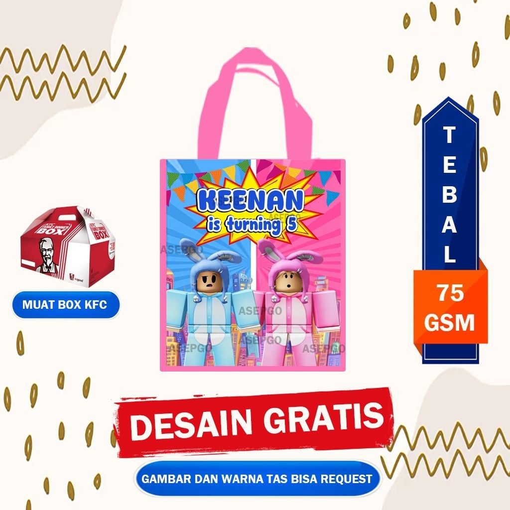 

Tas Ultah ROBLOX / Tas Ulang Tahun ROBLOX / Tas Bingkisan Ultah