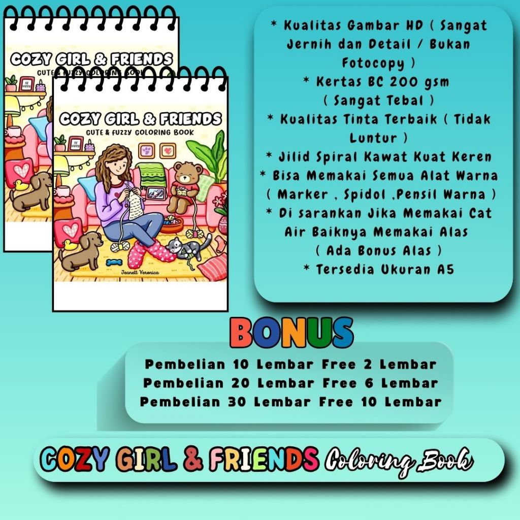 

COZY GIRL & FRIENDS Comfi And Fuzzy Coloring Book Murah A4 A5 Murah Tema Bagus Gambar HD Jelas Jernih Kertas Sangat Tebal 200 gsm