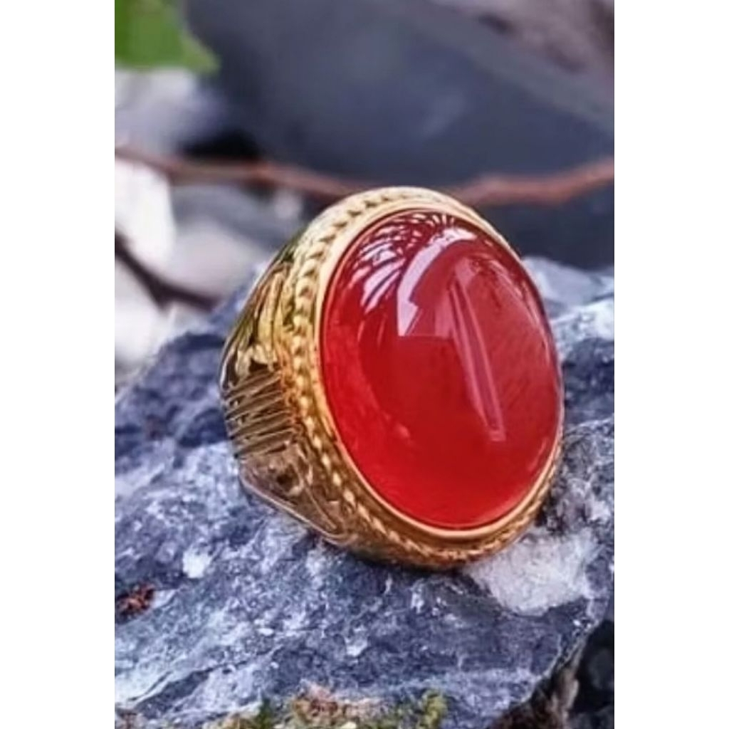 Cincin Batu Natural Sulaiman Madu Original | Size Medium