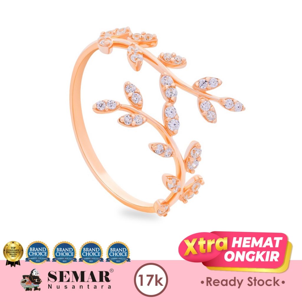 Cincin Emas Spring Leaf Rose Gold 17K Semar Nusantara