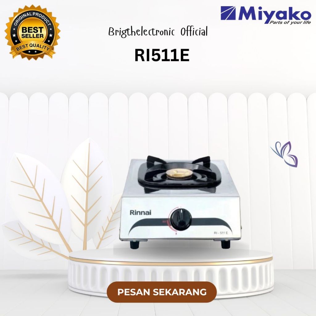 RINNAI KOMPOR GAS 1 TUNGKU STAINLESS RI511E/RI-511E/RI 511RE/Kompor Gas Rinnai/Rinnai Kompor Gas