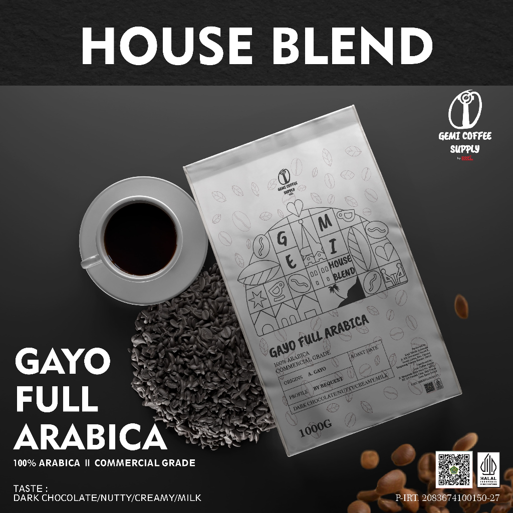 

Gemi House Blend - Gayo Full Arabica II 100% Arabica Coffee