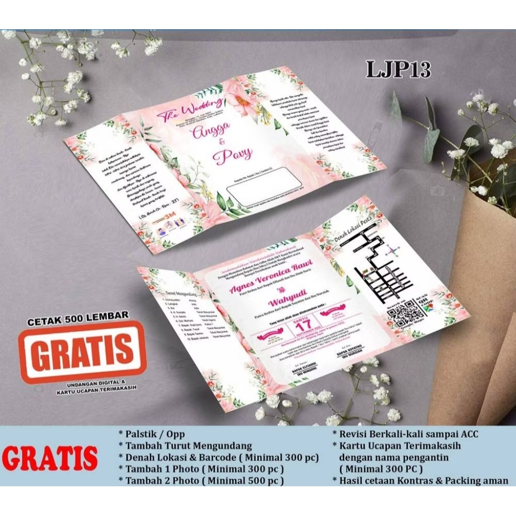 Undangan Pernikahan Lipat 3 Part 2 || Undangan Pernikahan Aesthetic Free Foto