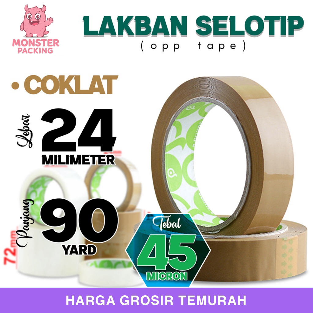

Lakban Isolasi Selotip COKLAT 24mm x 90yard OPP Tape Plakban CORTAPE TERMURAH / SATUAN