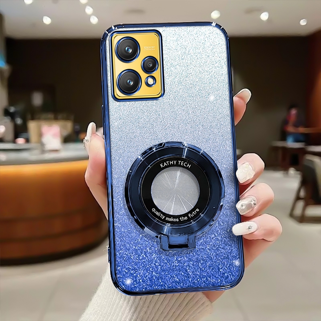 Case Realme 9 4G Softcase Glitter Luxury With Ring Magnetic Holder
