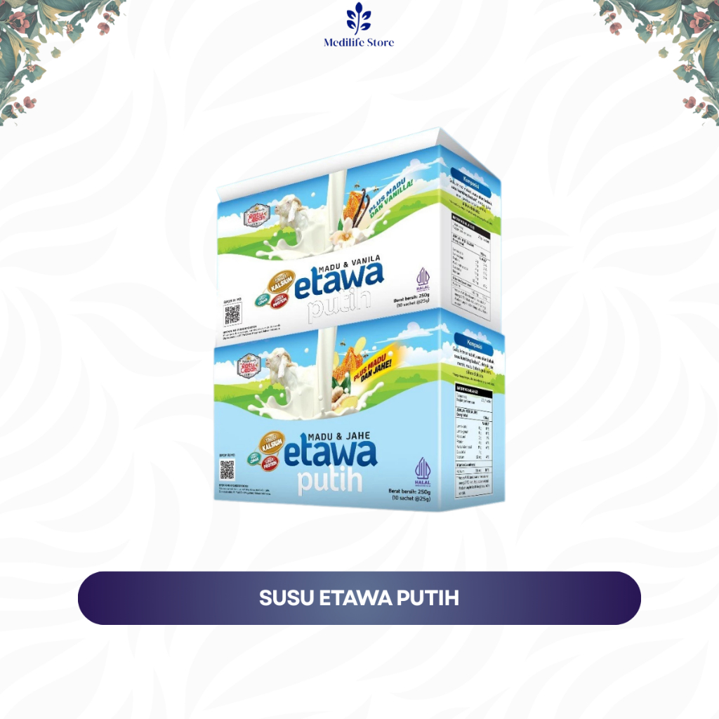 

SUSU KAMBING ETAWA PUTIH RATU LEBAH - rasa madu & vanila | madu & jahe | kemasan box isi 10 sachet