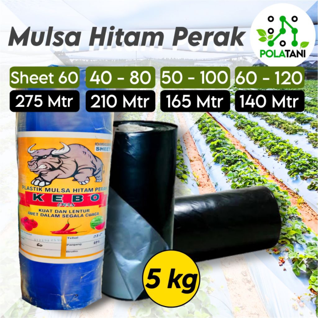 Plastik Mulsa Hitam Perak untuk Pertanian dan Perkebunan, Gulungan 5 Kg, Lebar 90 cm