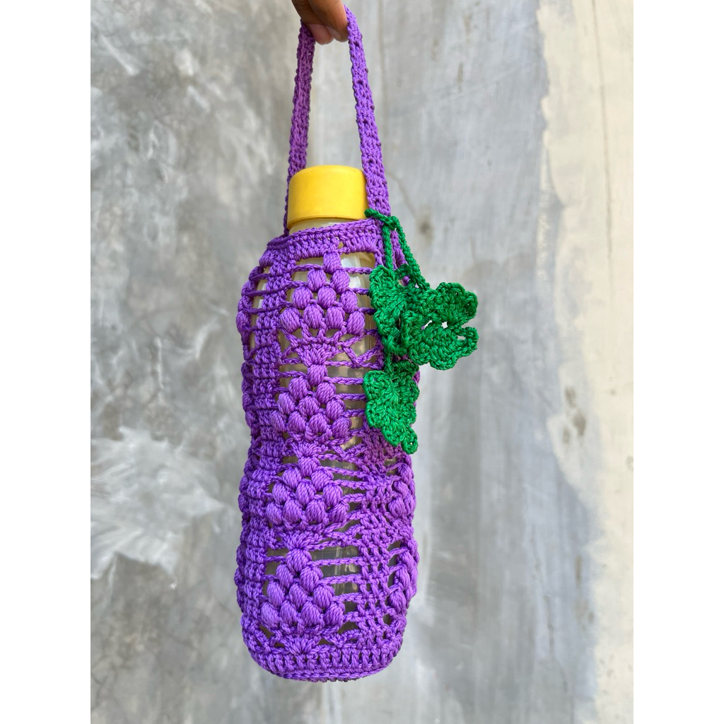 Sarung Botol Rajut | Sarung Tumbler Rajut | Rajutan Home Made | Motif Anggur | Sovenir