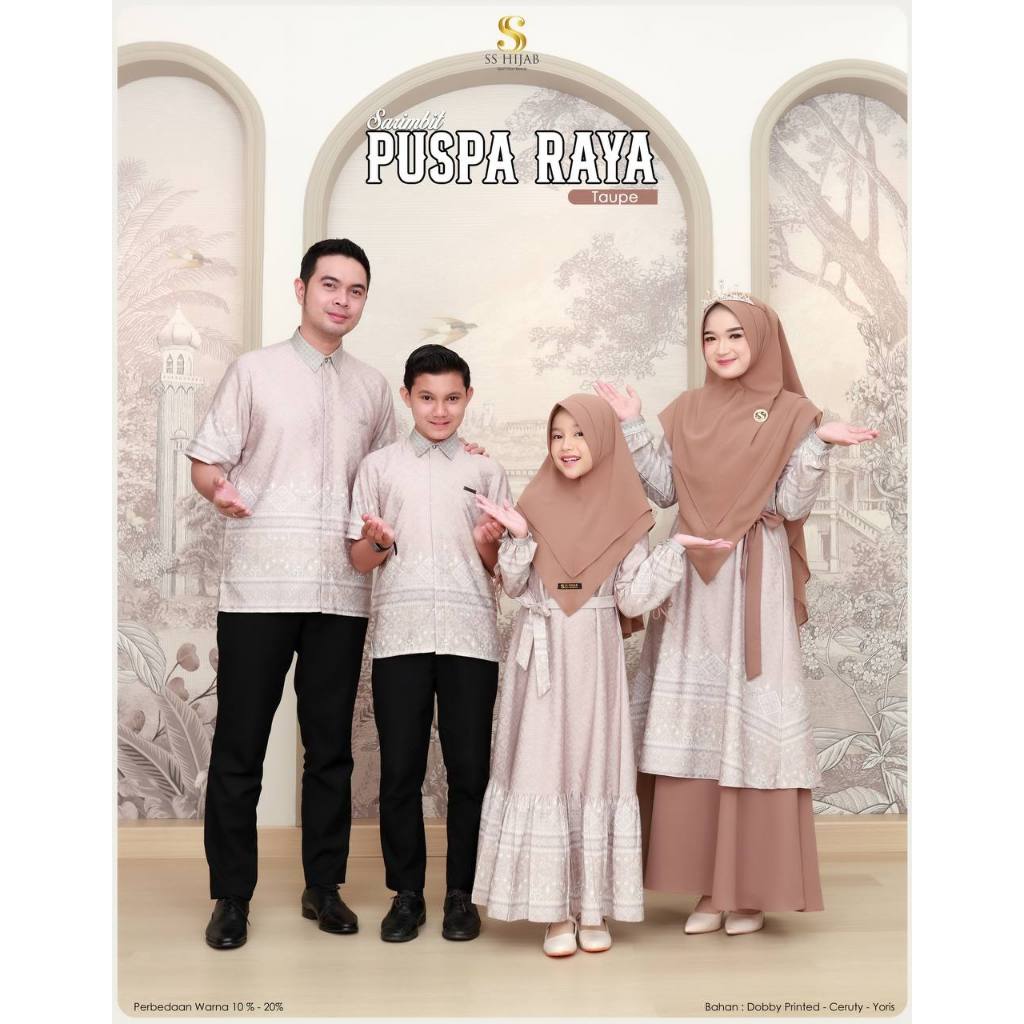 [PO s/d 5 September] SARIMBIT PUSPA RAYA 'TAUPE' BY SS HIJAB - Family set - Family series 2026 - Sar