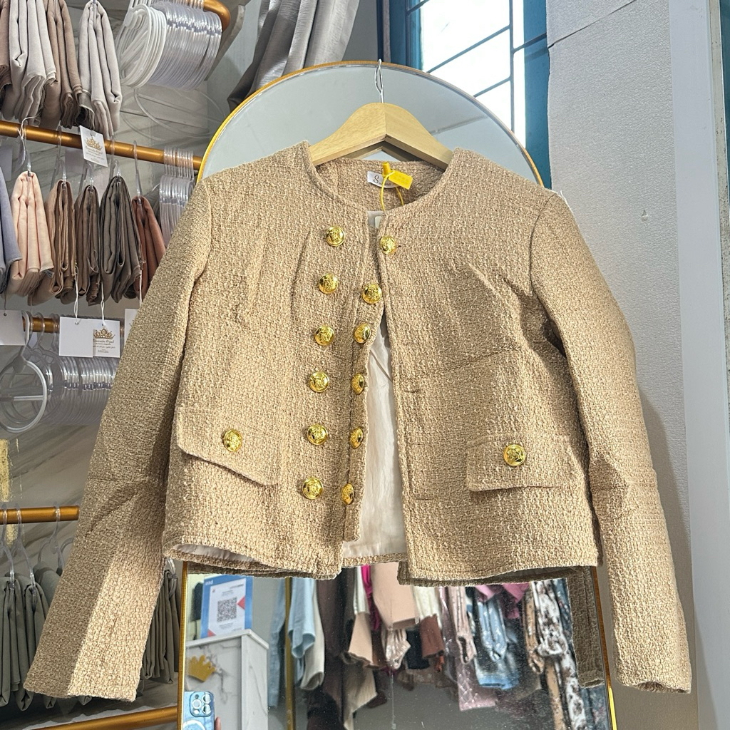 [1-100] Blazer Tweed Motif / Coat Jas Wanita Classy