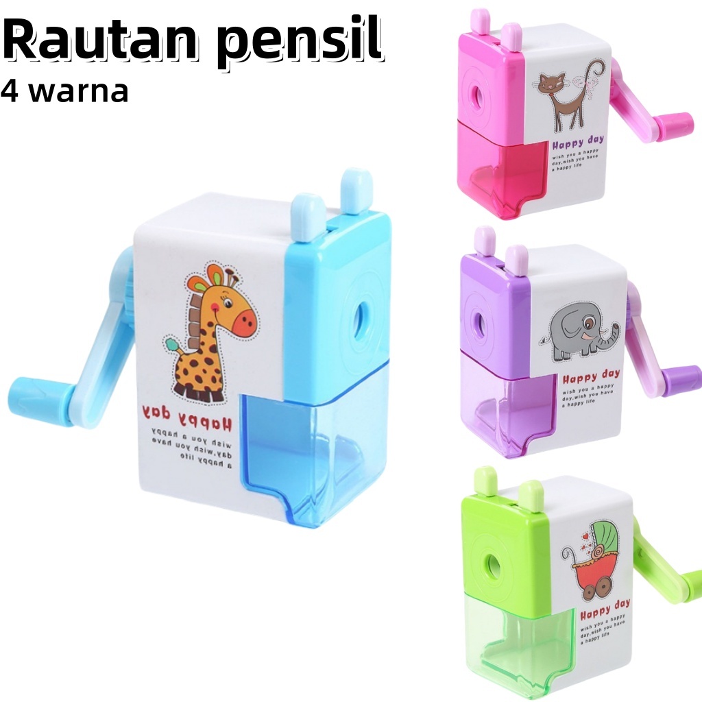 

[READY] Rautan Serutan Pensil Putar Gaya Kartun Sharpener Rautan Meja 4 Warna