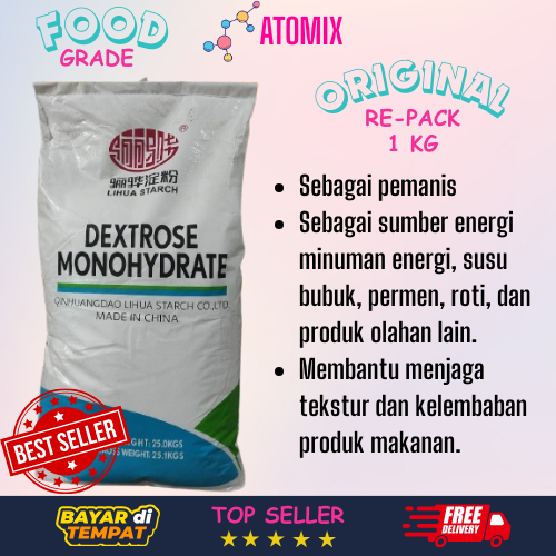 

DEXTROSE MONOHYDRATE GULA DONAT HALUS DINGIN LIHUA EX.RRT 1 Kg TEPUNG POWDER TOPPING MANIS SUGAR PANGAN MAKANAN MINUMAN