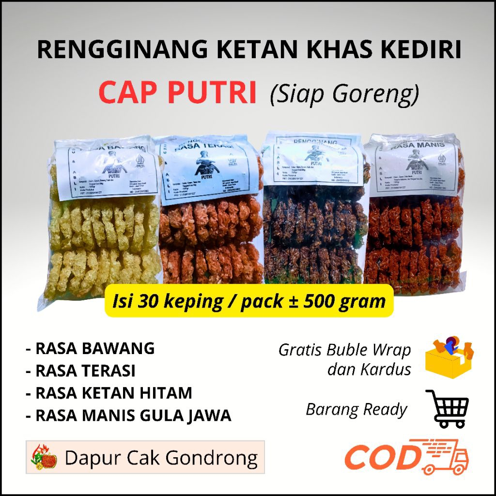 

Rengginang Ketan Mentah Khas Kediri Cap Putri (Siap Goreng)