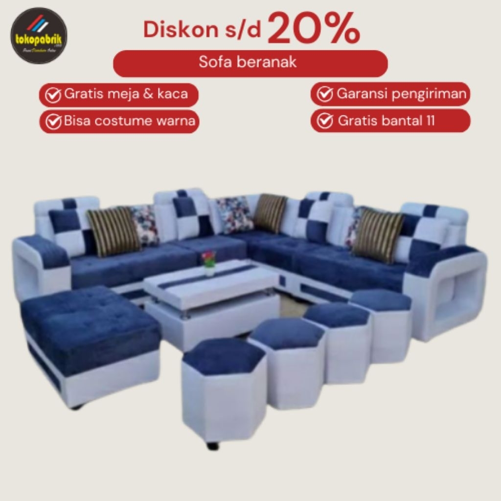 Sofa L beranak sofa L sudut sofa l sofa tamu sofa minimalis sofa bludru sofa oscar sofa murah tasik 