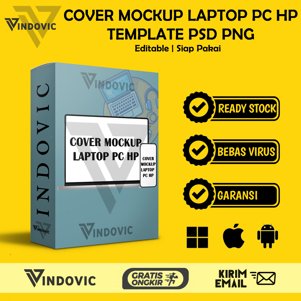 [T0304] COVER MOCKUP LAPTOP PC HP TEMPLATE PSD PNG