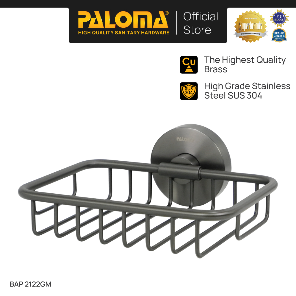 PALOMA BAP 2122GM Rak Tempat Sabun Batang Holder Soap Rack Kamar Mandi Wall Dinding Brass Kuningan S