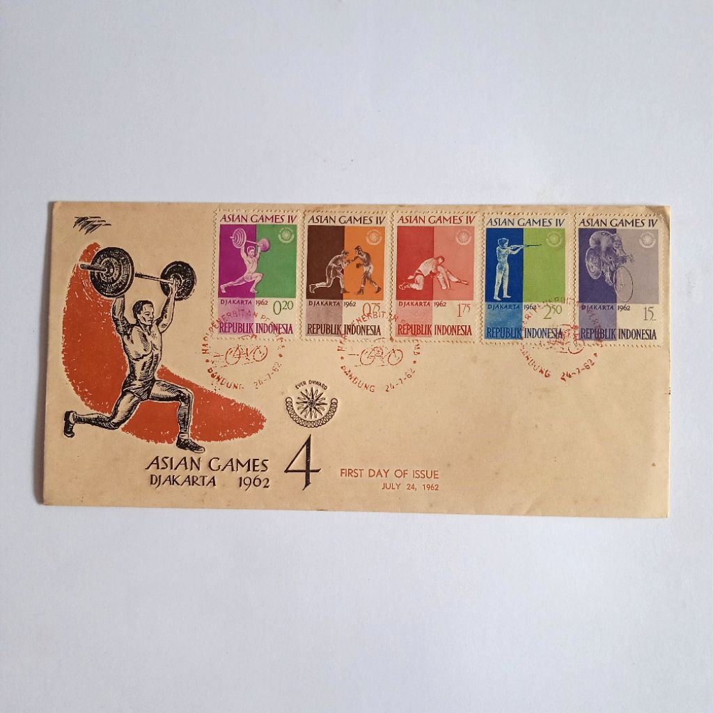 

Antik Vintage Perangko Sampul Hari Pertama ASIAN GAMES 4 DJAKARTA 1962 Seri IV Terbit 24 Djuli 1962 Utuh Layak Koleksi