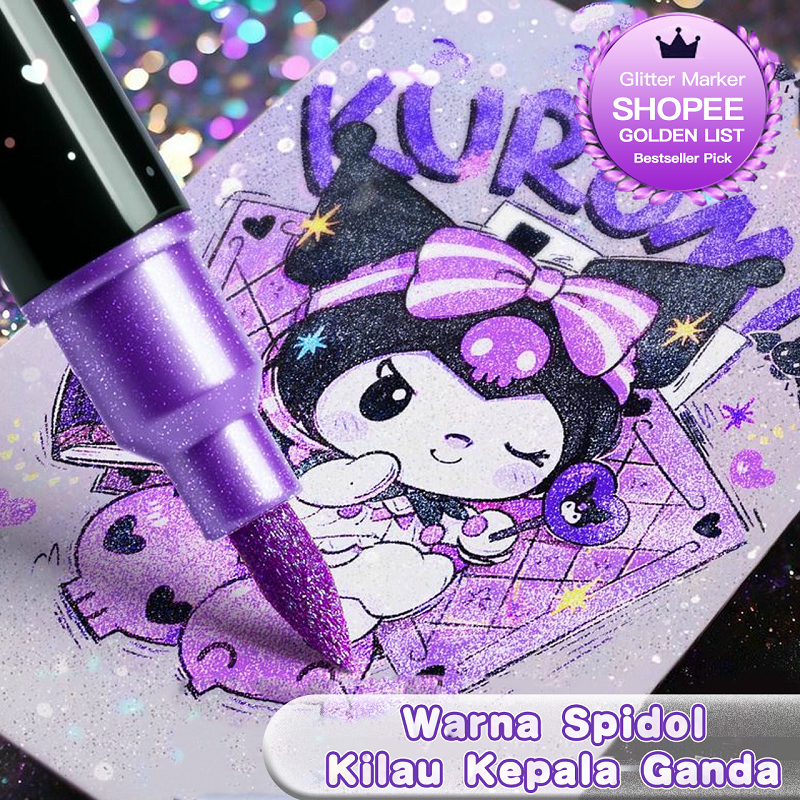 

SPIDOL GLITTER 2IN1 - UJUNG GANDA METALIK & PASTEL UNTUK ANAK SISWA - READY