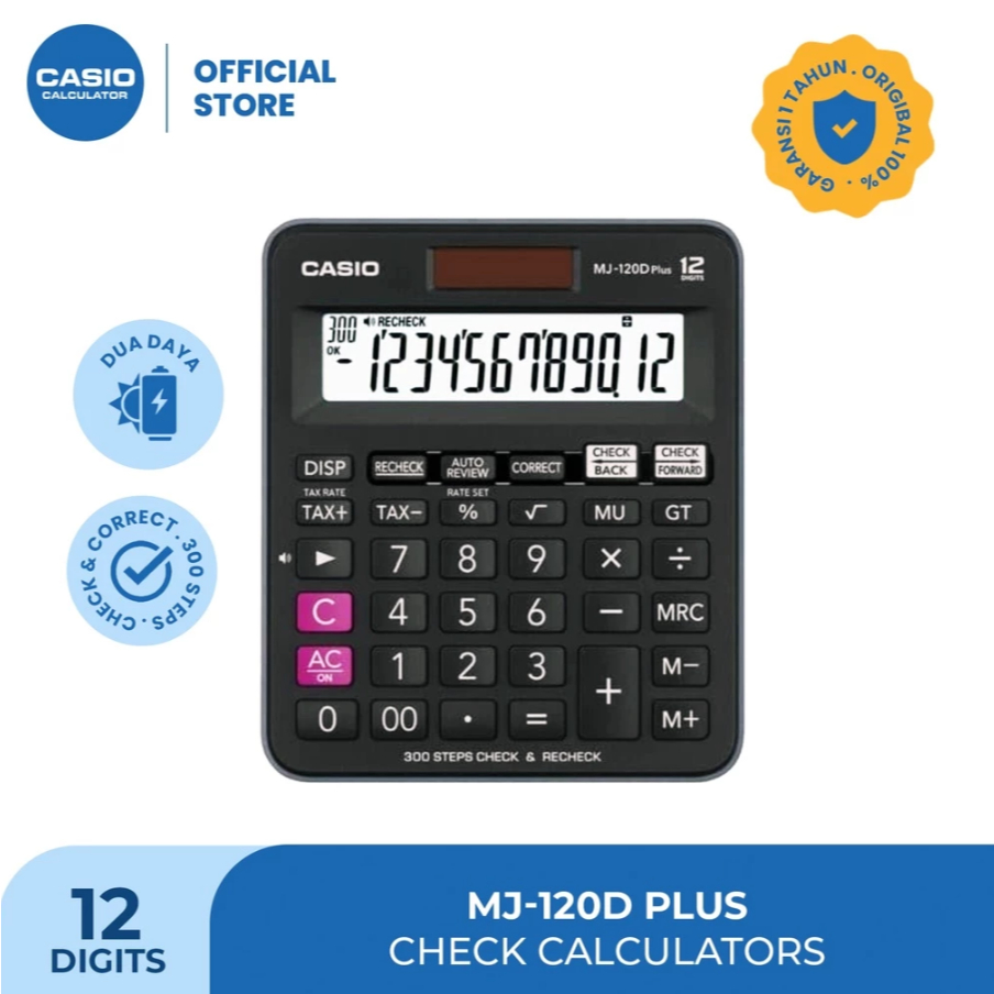 

CASIO - Kalkulator Toko Dagang MJ-120DPLUS - Fungsi Recheck - 12 digit