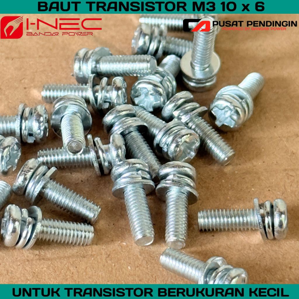 BAUT TRANSISTOR M3 X 10MM INCLUDE RING ISI 25PCS