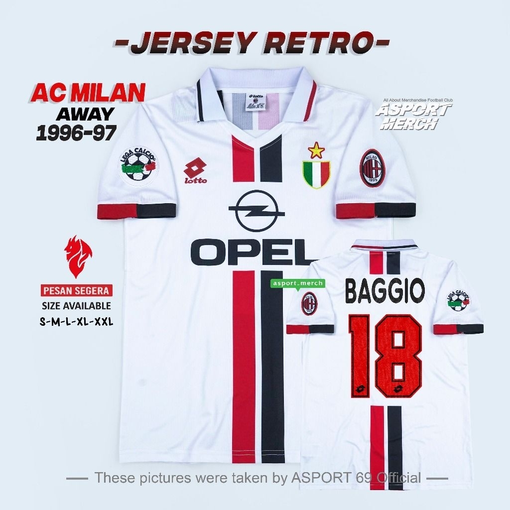JERSEY RETRO MILAN AWAY 1996 1997 MILAN AWAY 96 97