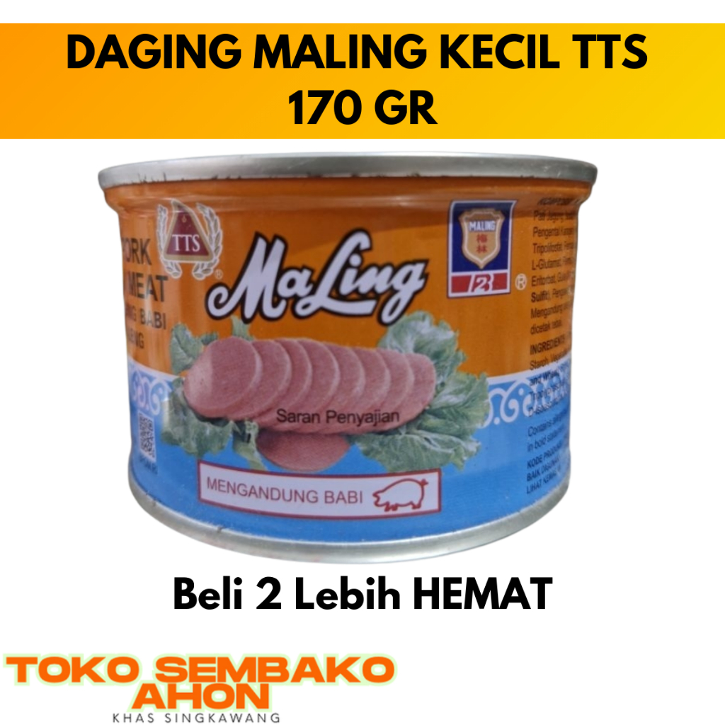 DAGING KALENG MALING TTS KECIL 170 gr / Pork Meat Babi 170 gr / Daging Babi Kaleng / Maling Pork Kal