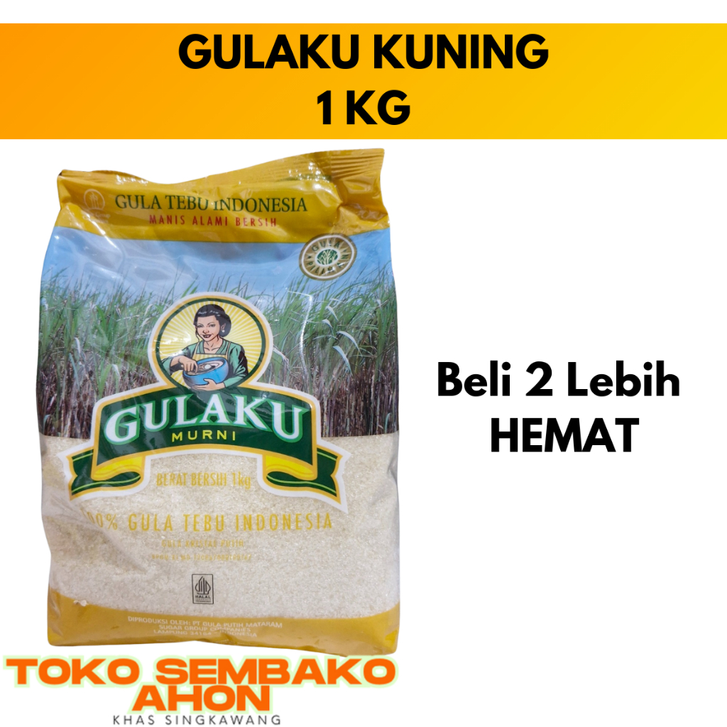 

GULAKU KUNING 1 KG / GULA KU BUTIR / Gulaku 1kg / Gula Tebu Murni / Gula Kristal Butiran 1kg / Gula Kuning Premium