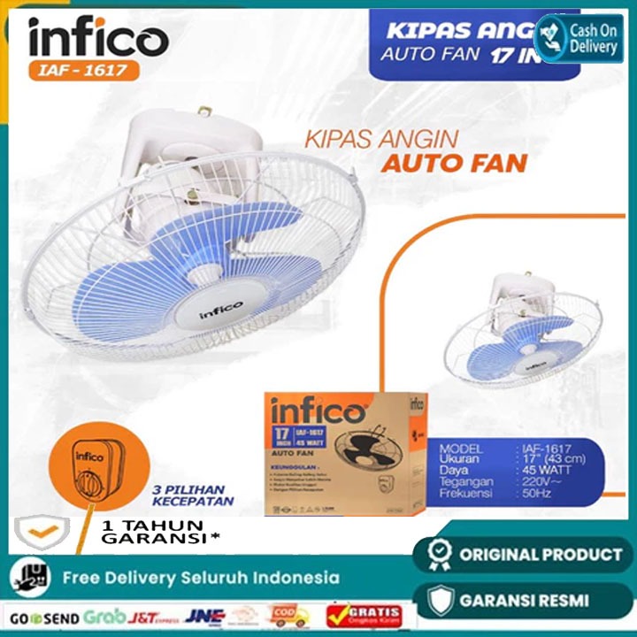 Autofan Orbit Auto Fan Kipas Angin Gantung Langit Plafon INFICO IAF-1617 17inch 17in PLASTIK PROMO