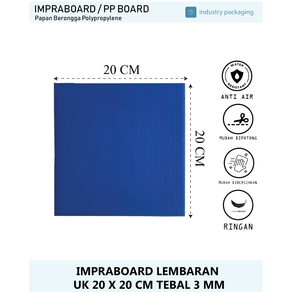 

Impraboard Imfraboard Premium Lembaran Kotak Tebal 3 mm ukuran 20 x 20 cm PP Board ART Board