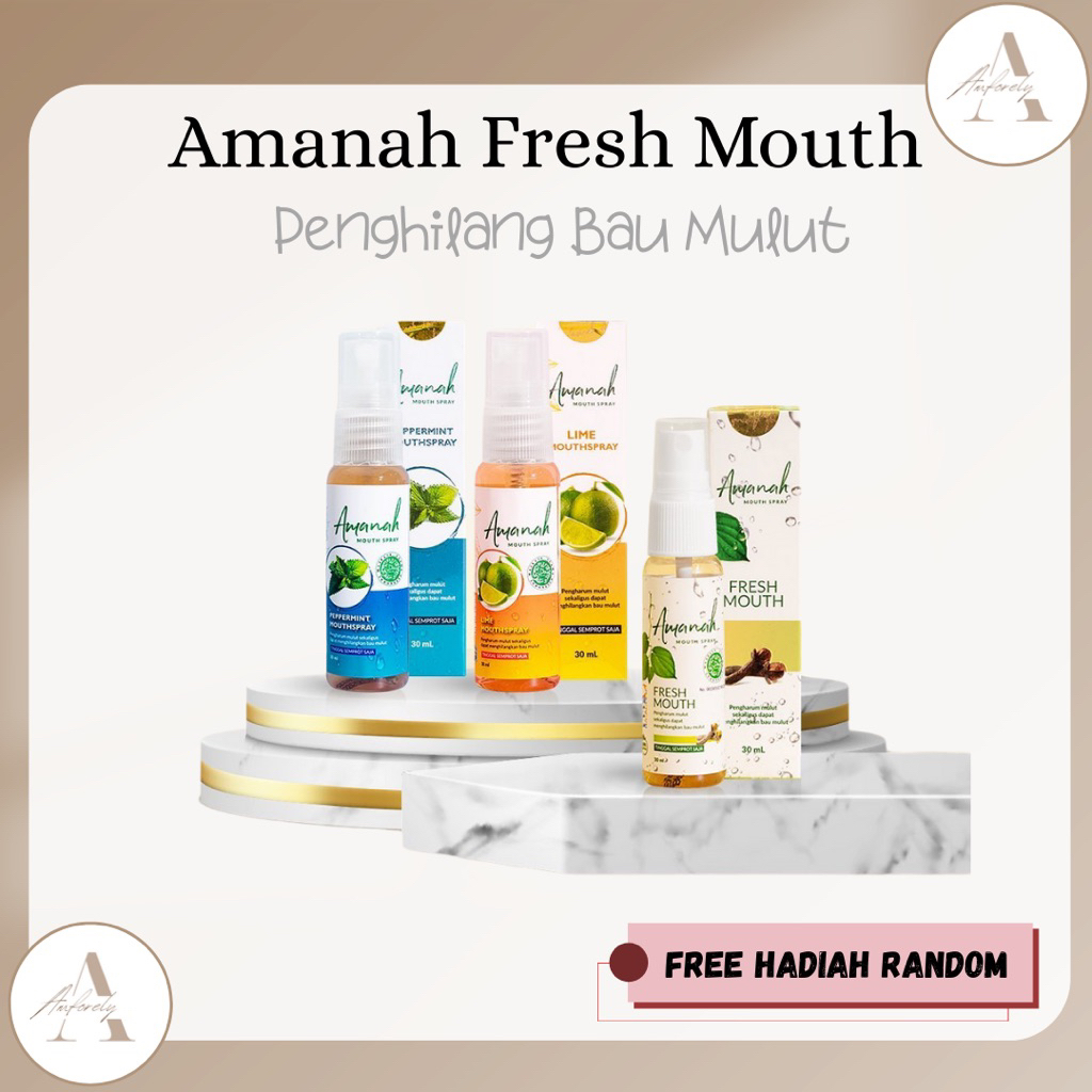 (Beli 1 Free 2 Hadiah) Amanah Fresh Mouth Spray Parfume Penghilang Bau MulutAman BPOM (Free KP)