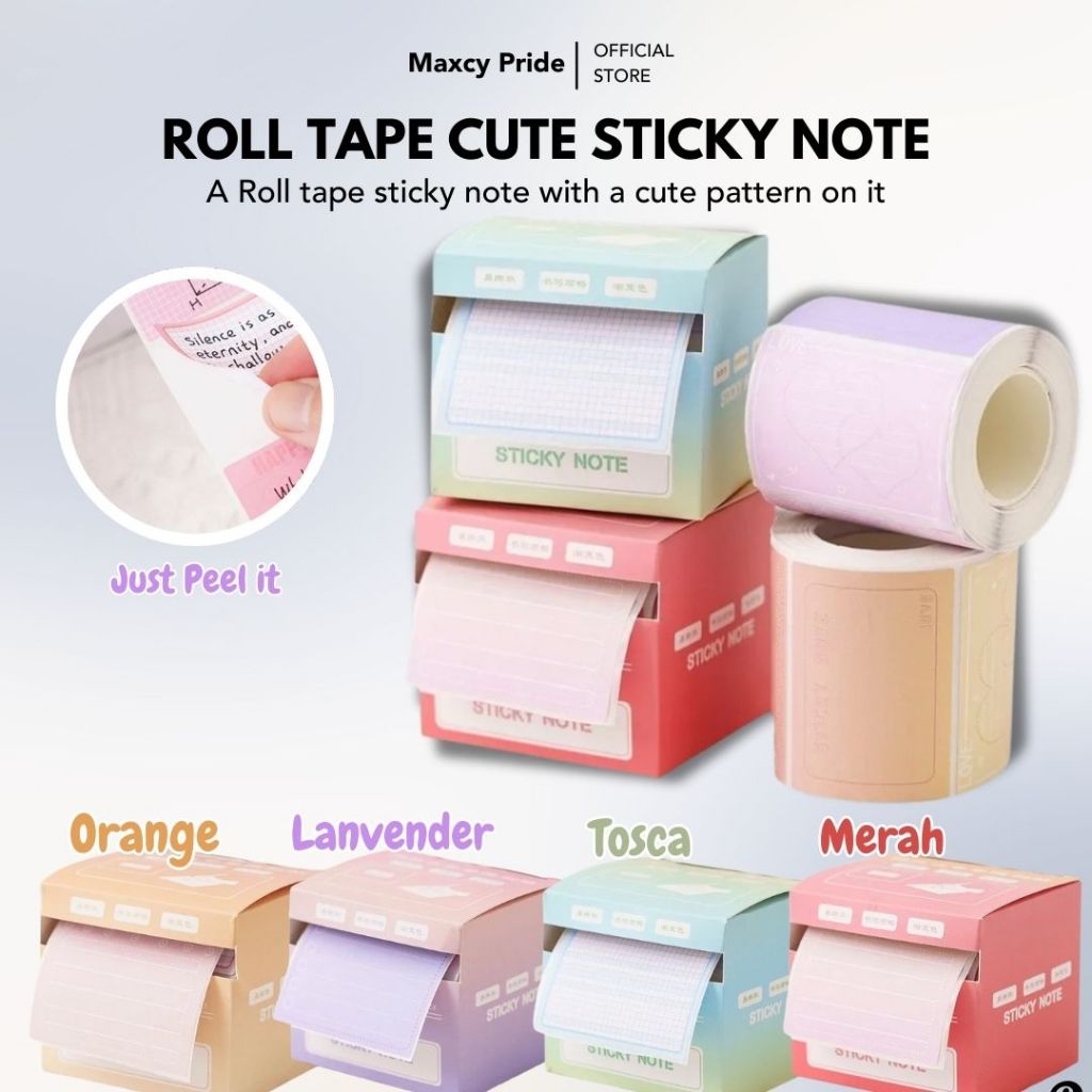 

256 Sticky Note Roll Gradien Kertas Catatan Perekat dalam Bentuk Desain Gulungan Fleksibel