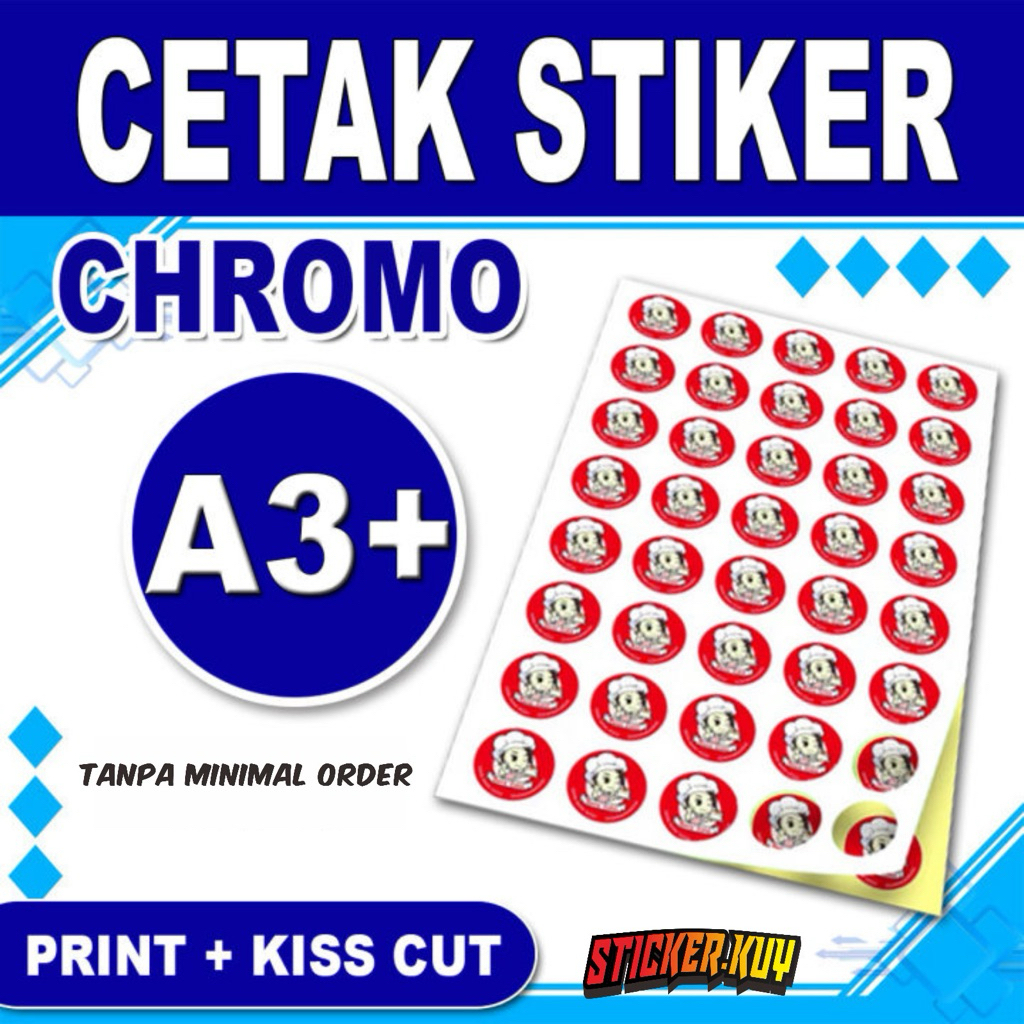 

CETAK STIKER CROMO STIKER KEMASAN PRODUK MAKANAN MINIUMAN 1 hari jadi