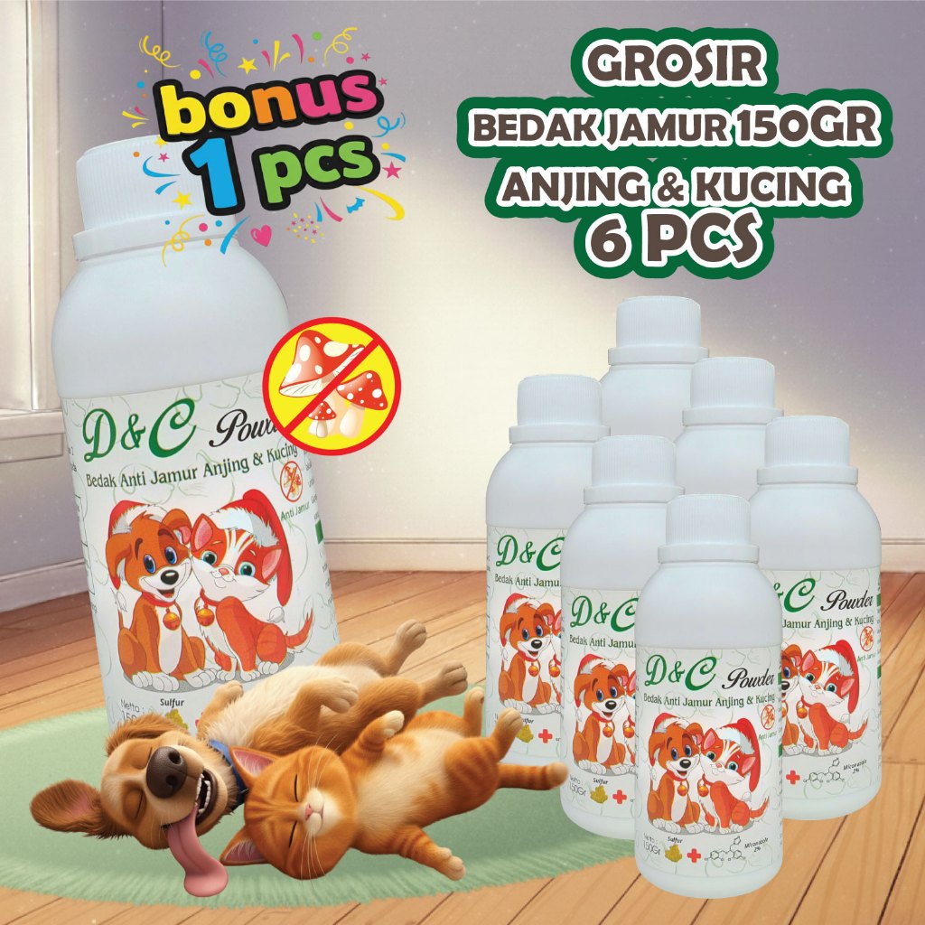 D&C Grosir Bedak Anti Jamur Anjing & Kucing 6 Pcs - 150 Gr