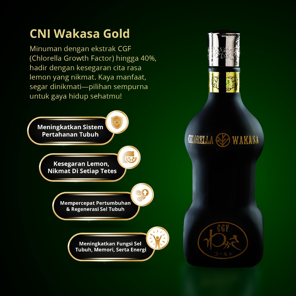 

CNI Wakasa Gold 1000ml (1 Liter) - Minuman kesehatan fermentasi, bantu regenerasi sel dan vitalitas tubuh CNI Store Rumbio Jaya