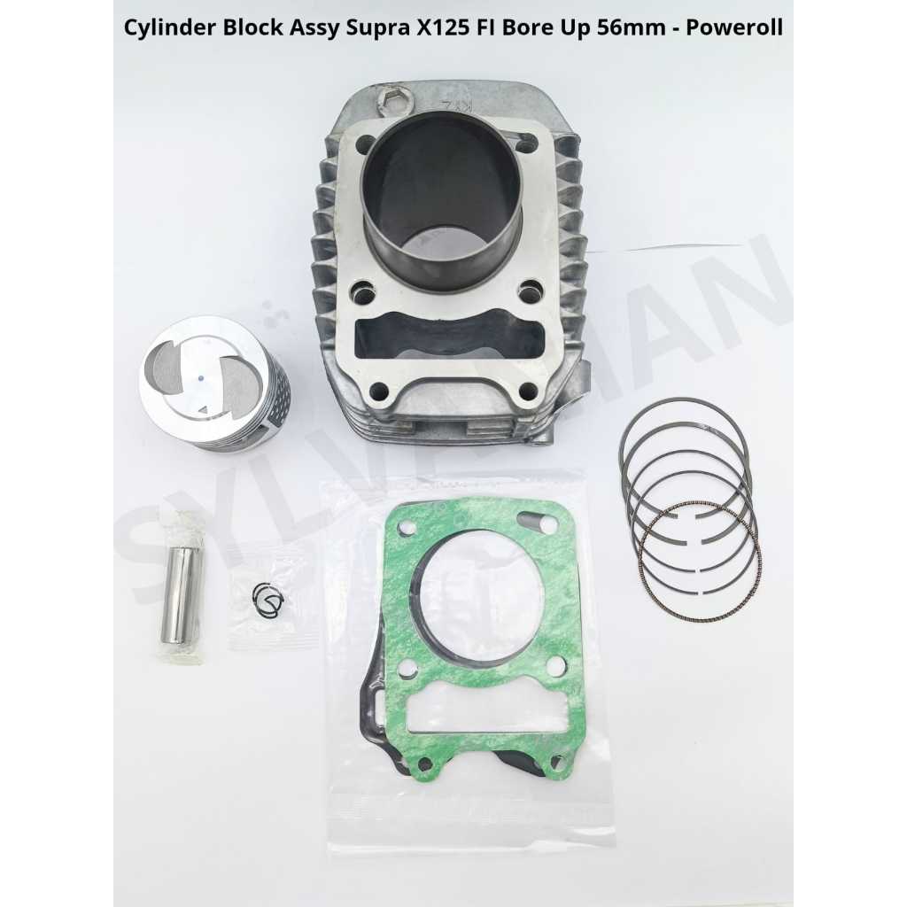 CYLINDER BLOCK ASSY / BLOK SEHER KOMPLIT SUPRA X125 FI BORE UP 56mm - POWEROLL