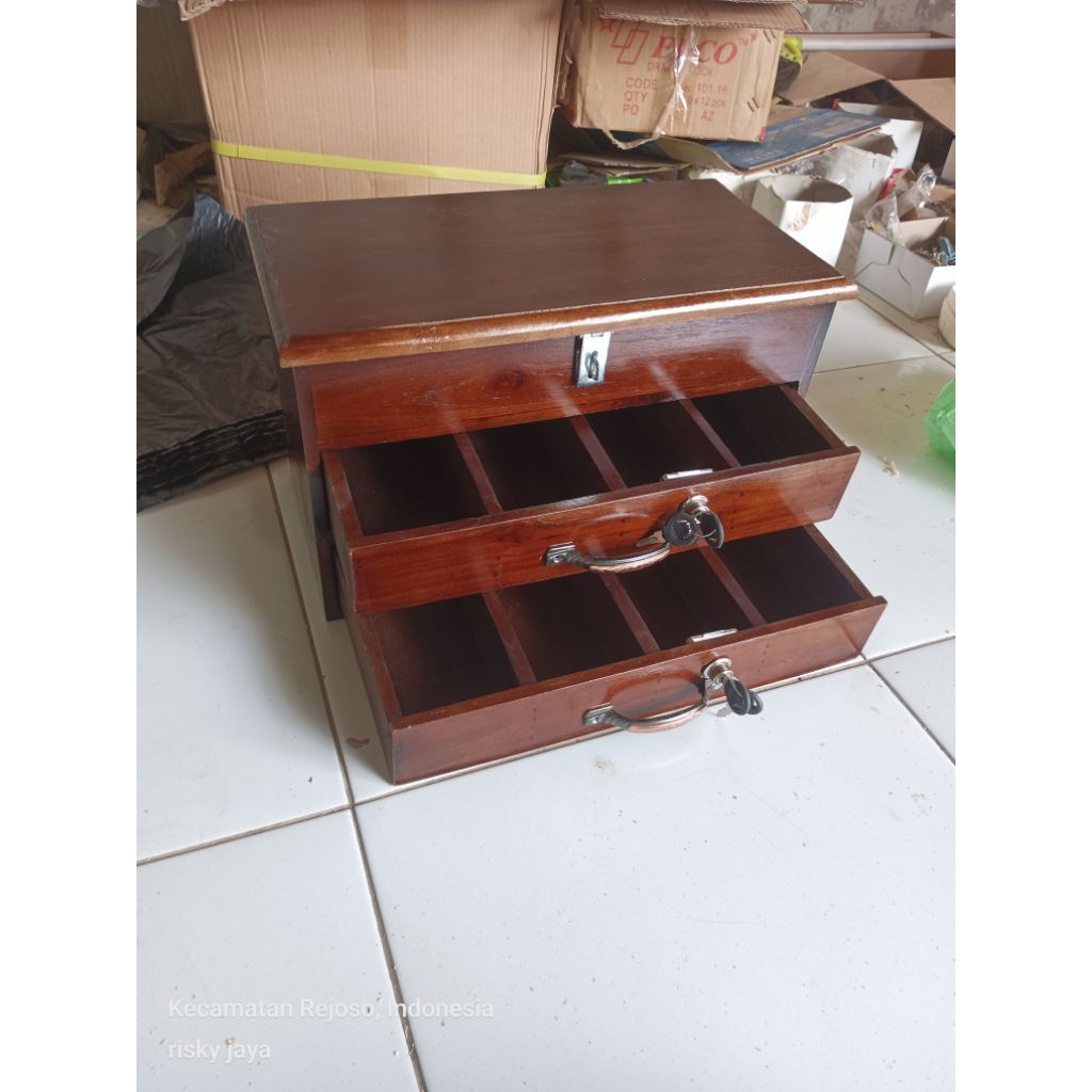 laci uang laci serbaguna susun 3 dari kayu jati perhutani