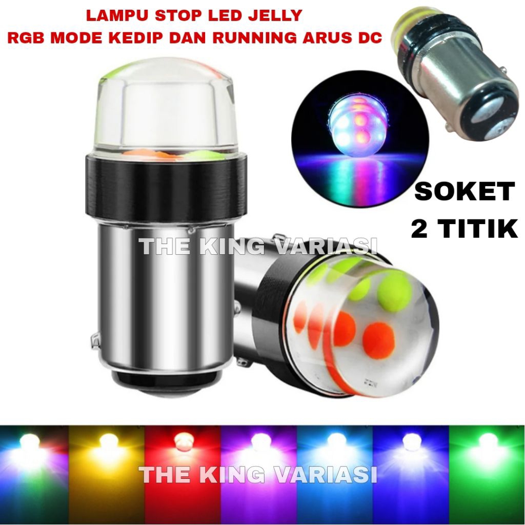BOHLAM STOP LED MOTOR RGB LAMPU STOP MOTOR LED RGB NYALA WARNA WARNI KEDIP SAAT DIREM ARUS DC 12 VOL