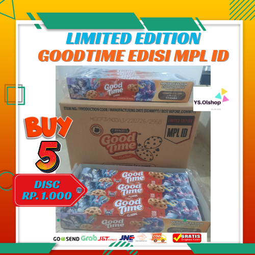 

1 PACK isi 12 Pcs (@5 Pcs) x 26.5 G Limited edition GOODTIME CLassic ARNOTT'S special MPL ID makanan