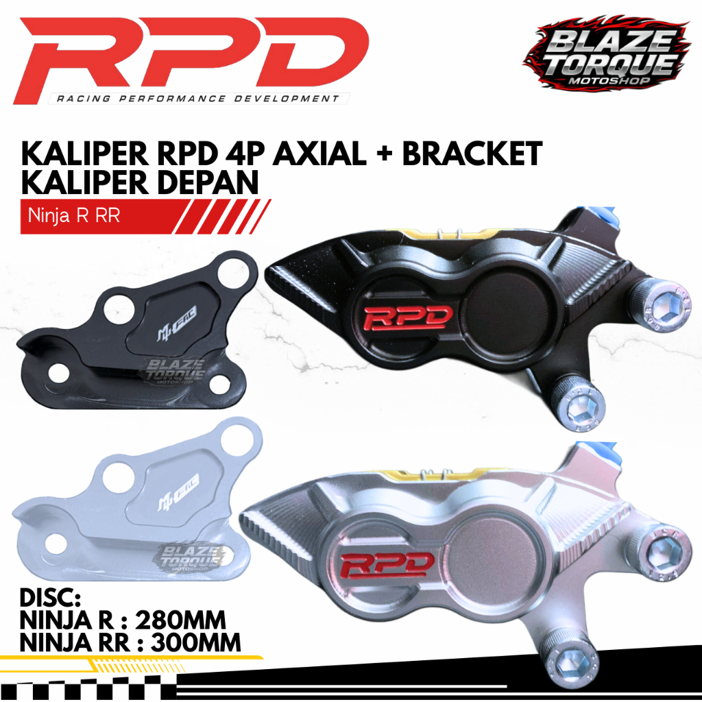 Bracket + Kaliper Depan 4 Piston 4p Disc (280mm Ninja R / 300mm Ninja RR) Original RPD Ninja R Ninja