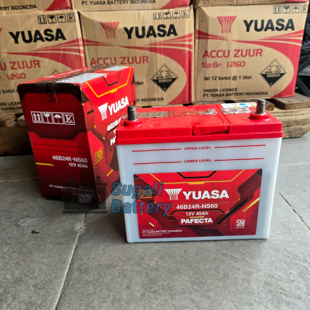 Aki Mobil YUASA NS60 46B24R Aki Bbasah 12V 45Ah Original Yuasa